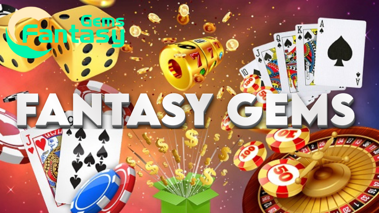 Fantasy Gems Go Rush game interface with multiplier options.