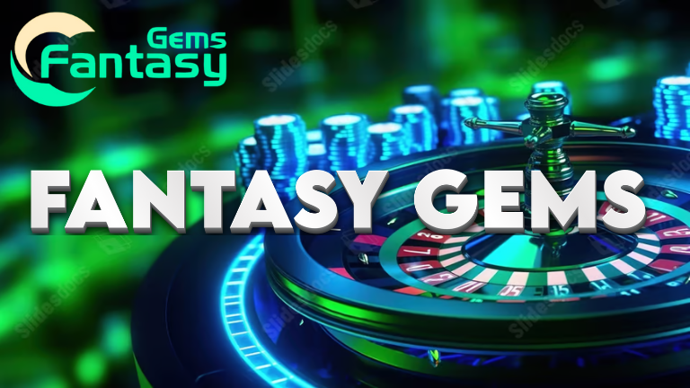 Fantasy Gems Mines game scene with sparkling gems.