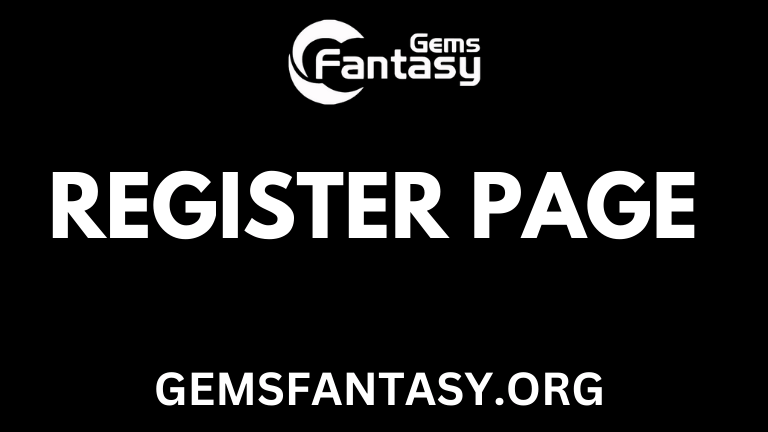 Fantasy Gems registration page displayed on a laptop screen, showing phone number and email sign-up options