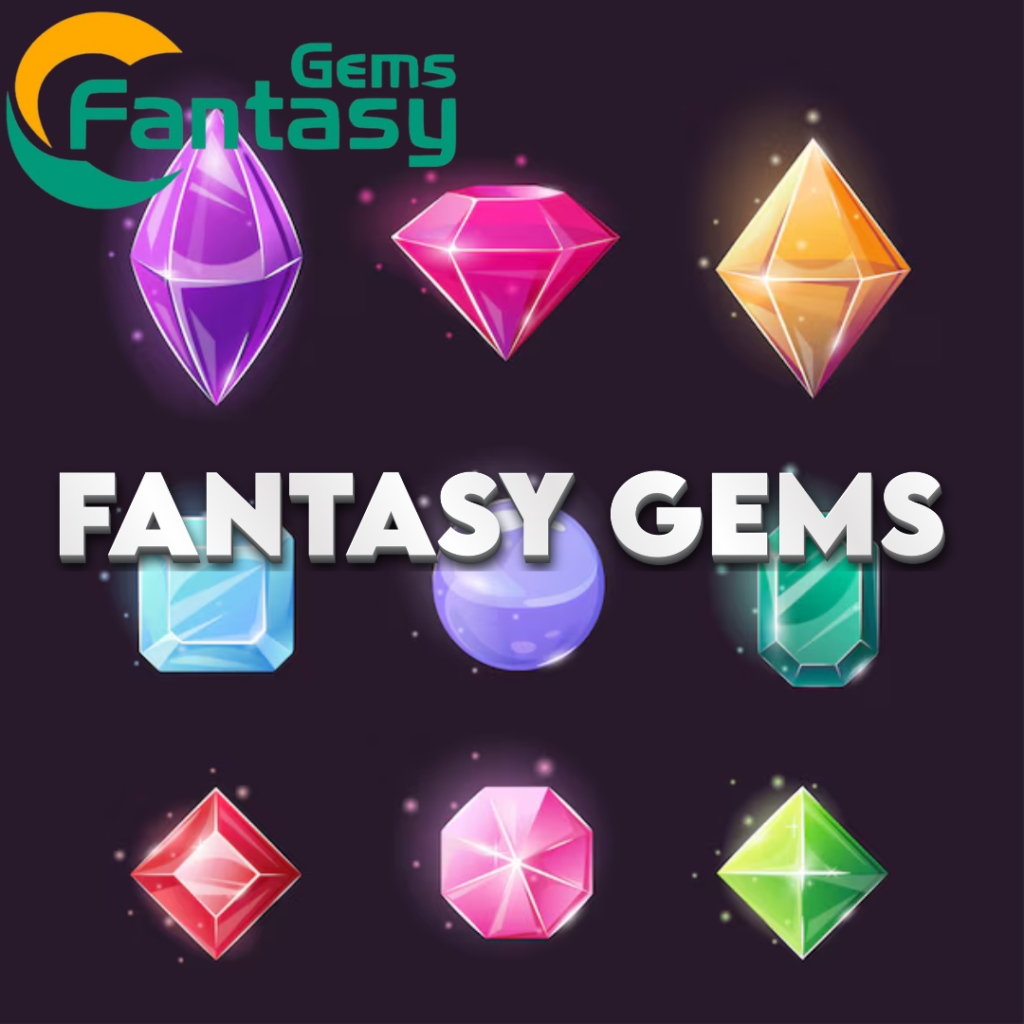 A vibrant display of fantasy gemstones for sale shining with ethereal light